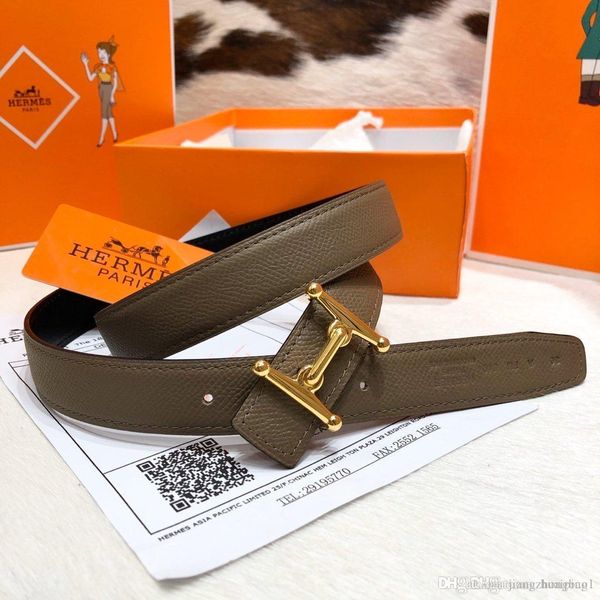 

fashion brand with box belt genuine men belt designer luxury h smooth buckle mens belts for women luxury belt ing, Black;brown
