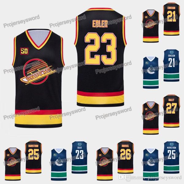 

Vancouver Canucks Tank Alexander Edler 50th Anniversary Jersey Loui Eriksson Jacob Markstrom Antoine Roussel Justin Bailey Brandon Sutter