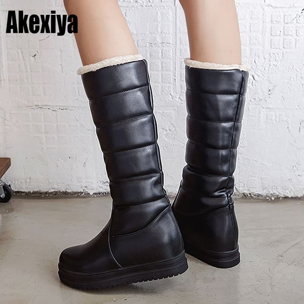 

thick long tube boots white pink black women with thick boots long winter was thin jane high simple large size 34-43 k119