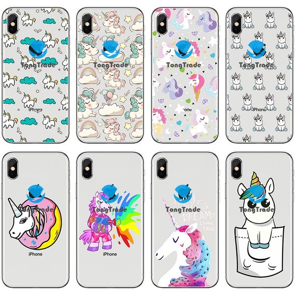 

[tongtrade] soft silicone tpu case for iphone 11 pro max x xs 8 7 6s 5s plus huawei mate 30 20 x cartoon animal rainbow horse unicorn case