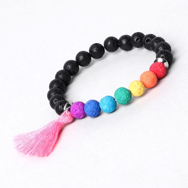 

природные лавы камень шарик 7 чакра браслет diy вулкан эфирное масло диффузор браслет для женщин ювелирные изделия, Golden;silver