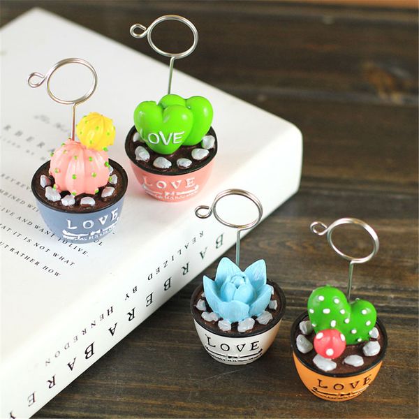 

table number holder name place card holder memo clip stand artificial cactus note pictures card paper menu clip