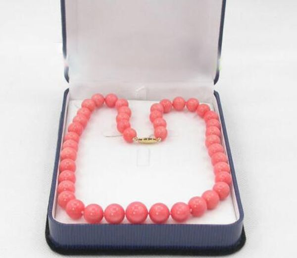 

se graduÃ³ de 19 "100% natural de 14 mm rosa collar de coral, Silver