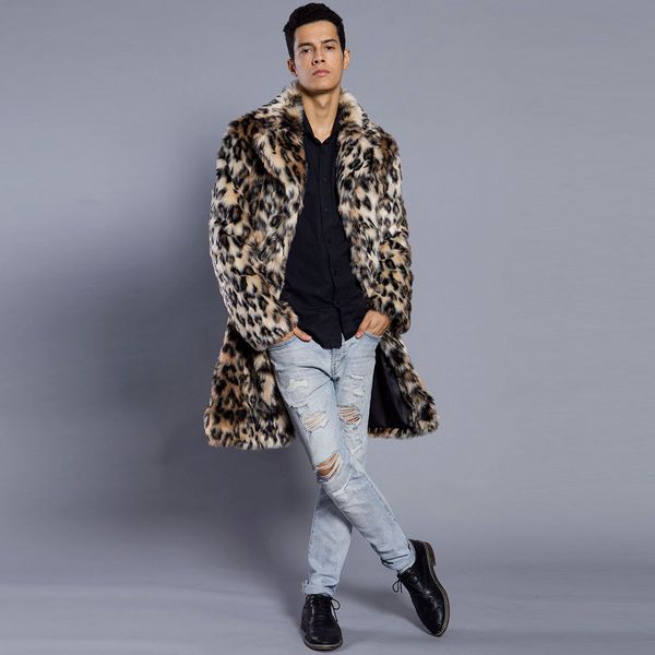 

mens jackets and coats winter faux fur outwear autumn winter long faux fur coat long sleeves brand fake men's jacket homme, Black;brown