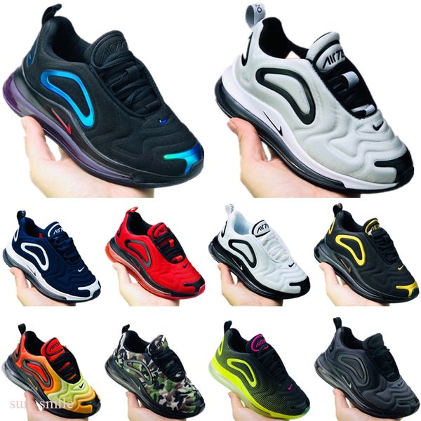 

new kids running shoes total eclipse sunset northern lights day night be true boy girls neon throwback future designer sneakers, Black;brown
