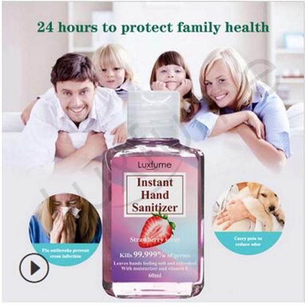 

60 мл путешествия Портативный мини-дезинфицирующее средство для рук гель антибактериальный увлажняющий фруктовый аромат одноразовые Нет чистой безводной прозрачной бутылки