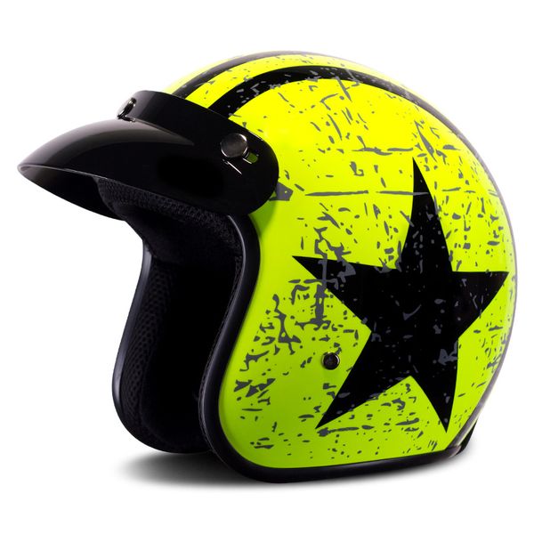 

bye vintage motorcycle helmet motorbike retro moto helmet cruiser chopper scooter 3/4 open face with bubble visor