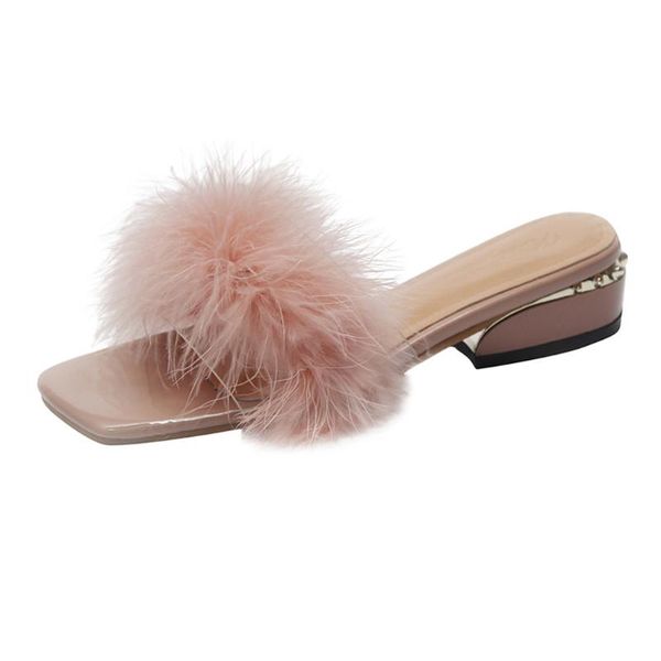 

shoes women's ladies summer gladiator slip-on sandals flat faus fur brushy slippers sandalia feminina mujer sandals roman shoes