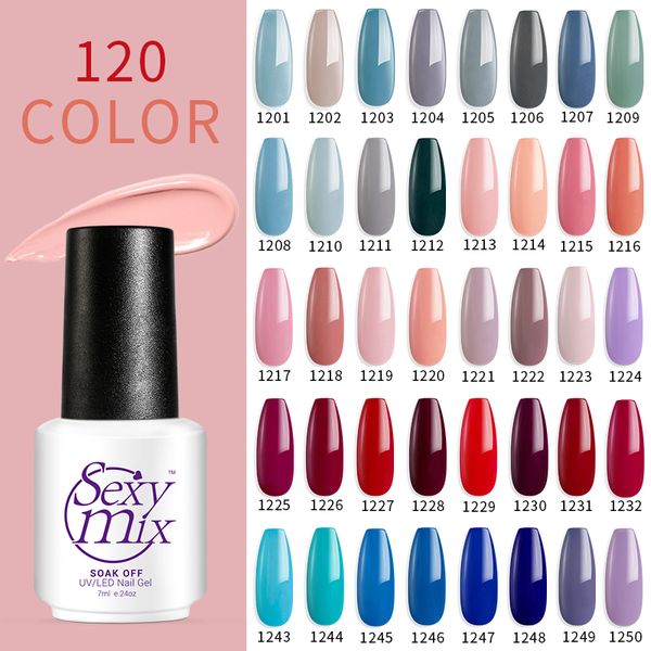 

sexymix nude color series led gel nail polish soak off nail art hybrid polish semi permanent led gel lacquer set, Red;pink