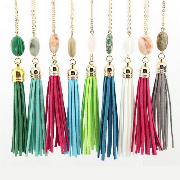 

8cm velvet кисточкой с полудрагоценный камень кулон длинное ожерелье для женщин овальный природный камень ожерелья драгоценные аксессуары, Silver