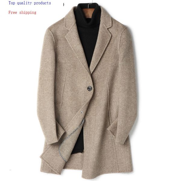 

double-sided 100% wool coat men long jacket korean overcoat autumn mens coats and jackets abrigo hombre lm-181018 kj2253, Black