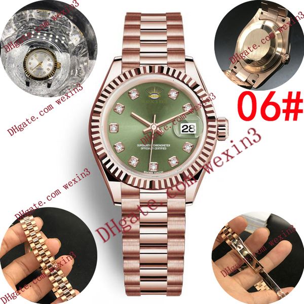 

10 colors women watches 28mm automatic luxury fashion with calendar bracklet folding clasp master women silver jubilee diamond watch, Slivery;brown