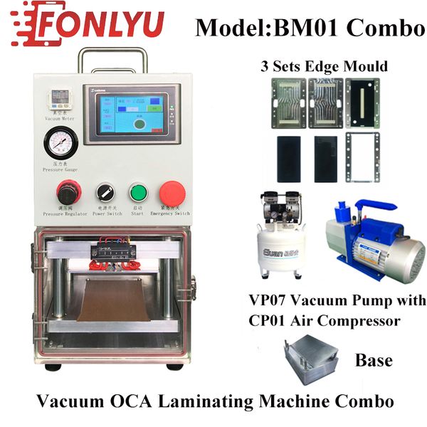 

bm01vacuum lamination machine for samsung edge with vacuum pump air compressor and three set edge mold for ymj laminating