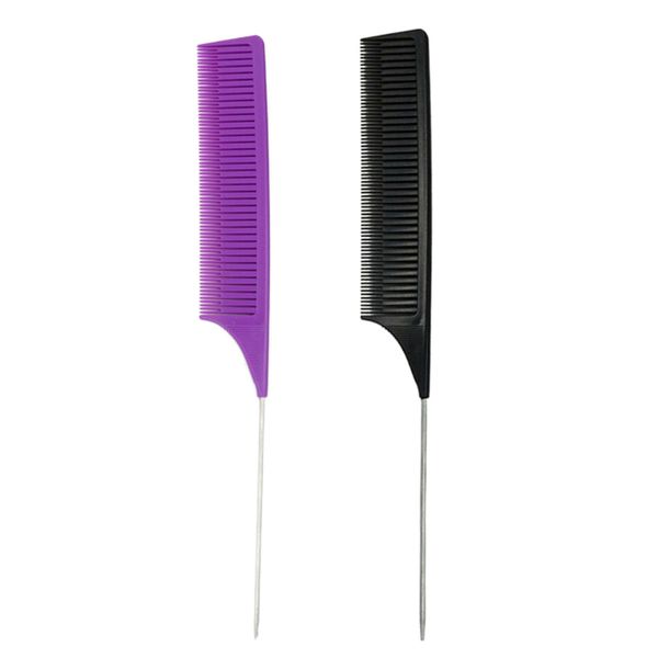 

2x one-way weave highlighting foiling hair combs salon styling comb brush, Silver