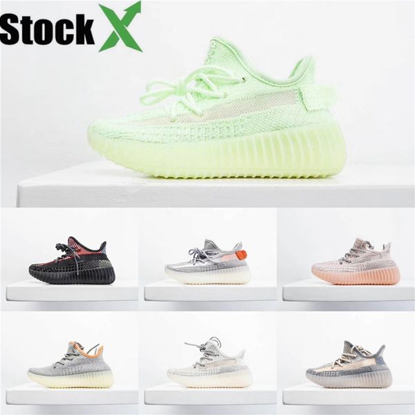 

baby kids shoes clay v2 running shoes zebra boy girl static reflective children kanye west beluga 2.0 sneakers grey black pink#216