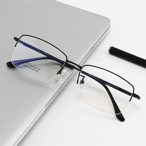 

high-end men's business half- pure titanium glasses optical frame metal glasses frame 1866, Silver