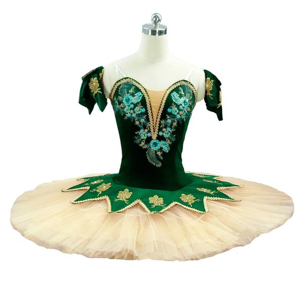 

professional ballet tutu green gold nutcracker classical ballet tutus performance pancake tutu skirt professional ballet costume, Black;red