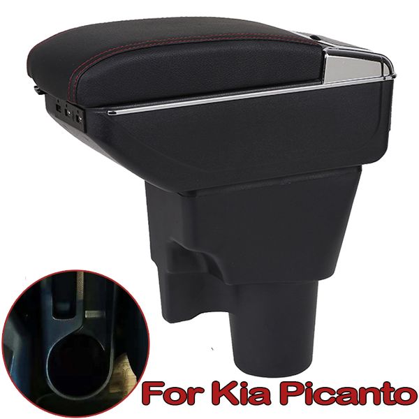 

for kia picanto armrest box central store content storage box armrest with cup holder ashtray usb charging