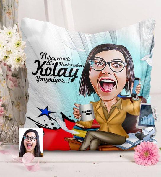 

personalized women 's accountant caricature of satin pillow-1 pillow case