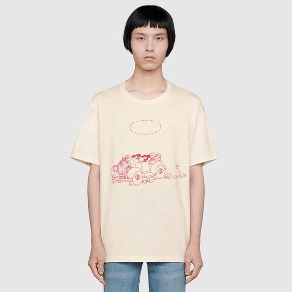 

20fw made in italy cute cartoon printed tee men women youth couples t-shirt summer solid short sleeves street skateboard tee hfymtx688, White;black