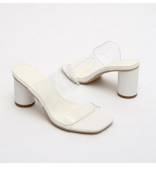 

high-heeled shoes lady ladies' slippers slipers women low transparent heel slides heels summer 2020 rome, Black
