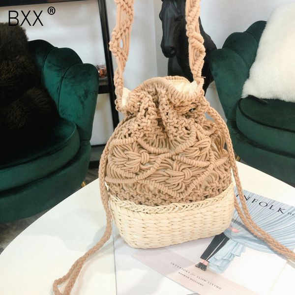 

bxx] женская одно плечо crossbody сумка все-матч шнурок ведро мешок 2020 осень пакет переплетения большой емкости сумки hi264