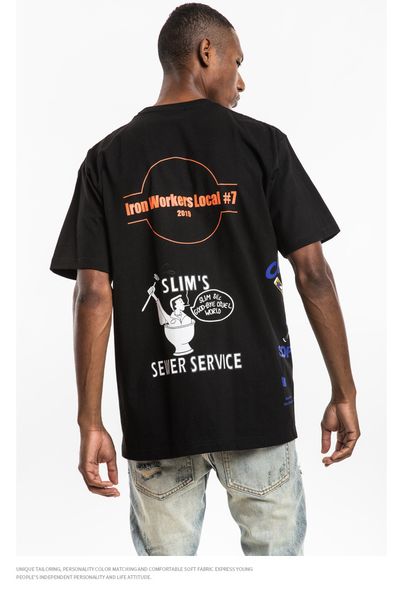 

tt это щелкнуть о чуде здесь) m-6xl- мужской рубашки дизайнер бренд европейского и американской мода рыхлой тенденции мужчины напечатанной, White;black