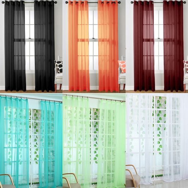 

wedding banquet door window colorful curtain romantic pure color glass yarn flimsy drape sheer scarf valances curtains