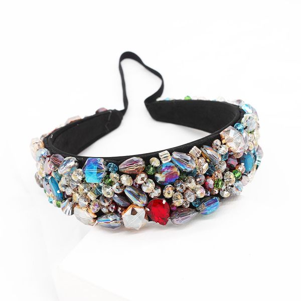 

europe and america baroque heavy fashion luxury color rhinestones granules headband travel personality hair accessories 836, Golden;white