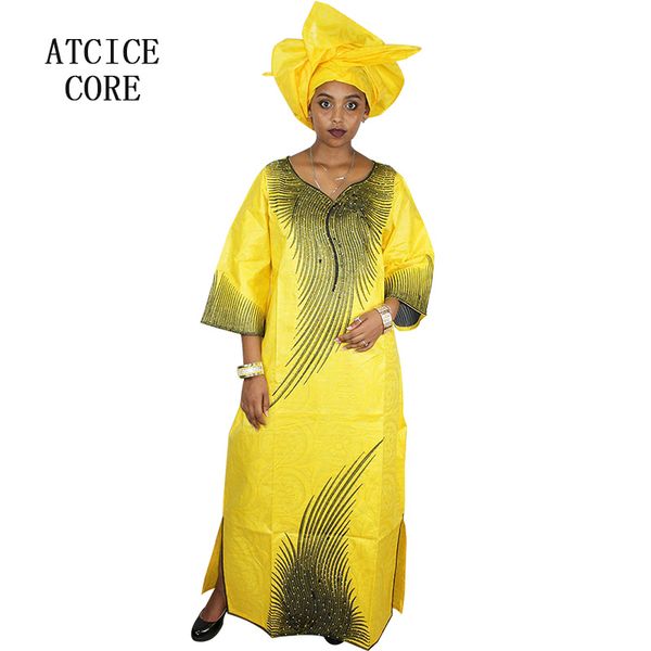 

african dress embroidery design dress long with scarf la098#, Red