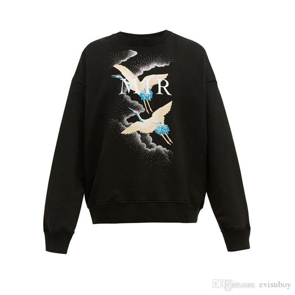 

luxury designer hoodie sweatshirts fashion crane printed men women hoodies designer hoodie jacket size s-xl, Black