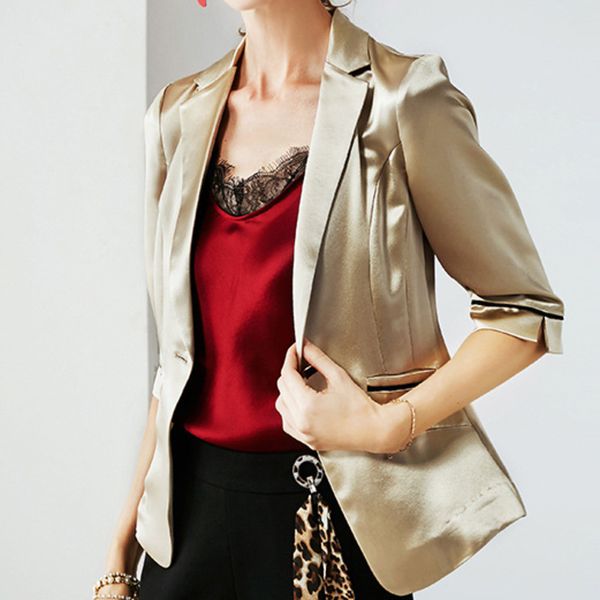 

champers satin elegant mini blazers womens white black blazer dress women suit coats and jackets casual abrigo mujer vintage new