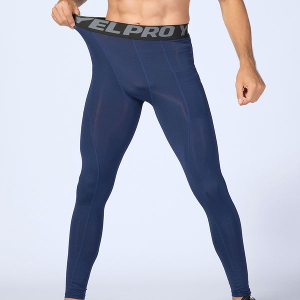 

men legging pants running quick dry tights men training fitness sport leggings gym jogging trousers sportswear fitness pants, Black