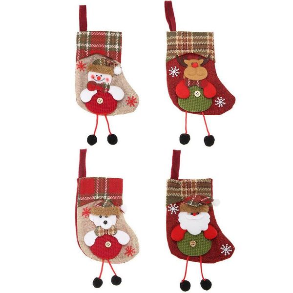 

cute christmas socks gift candy bags plaid stockings tree hanging ornament