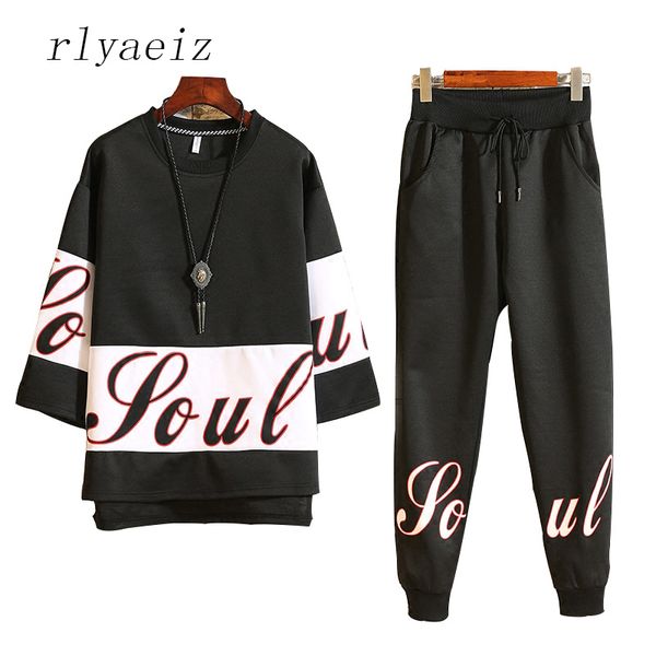 

rlyaeiz fashion printed sporting suit men 2018 spring summer set mens tracksuit loose hoodies + pants male casual sweat suit, Gray