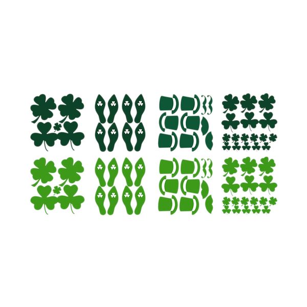 

8 pcs removable st. patrick's day leaves hat wall stickers diy stair decal home decoration kids rooms wall window decor
