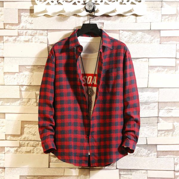 

shirt men autumn winter fashion loose casual daily plaid comfortable long sleeve shirts mens blouse streetwear, White;black