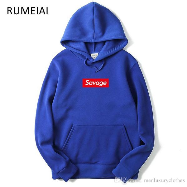 

savage mens hooded designer sweatshirts pullovers skateboard long sleeved hoodies, Black