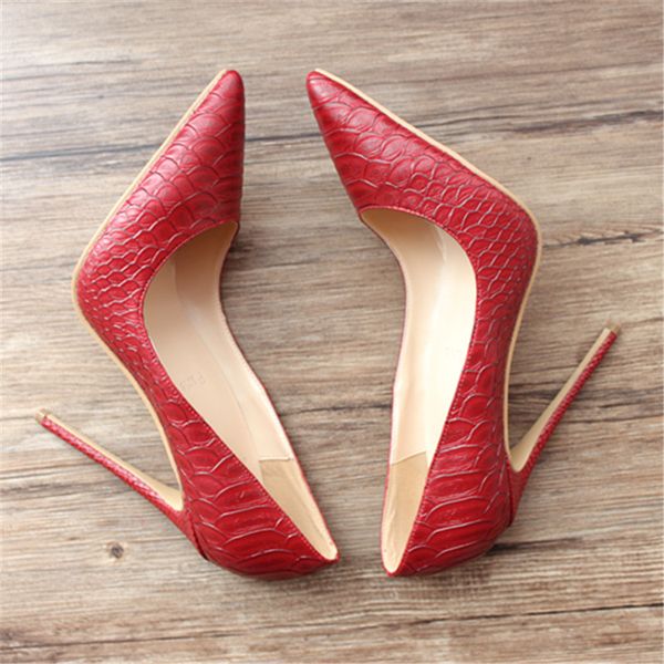 

women lady 2019 wedding red python snake leather poined toes wedding heels stiletto high heels shoes pumps boots 10cm 8cm, Black