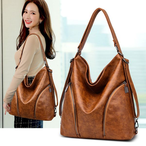 

elegant pocket zipper handbags women casual genuine leather hand bags brief shoulder bags versatile cross-body tote