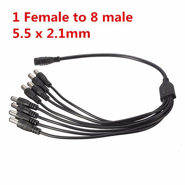 

factory price 8 channel power cable splitter for secuirty system camera dc 1 female to 8 male 6m31 drop shipping
