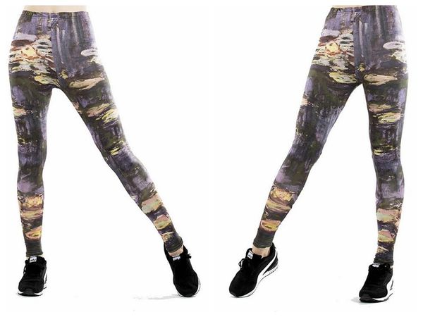 

women yoga pants pants digital print abstract painting print pantyhose lady high waist dance activity leggings tights, Black;white