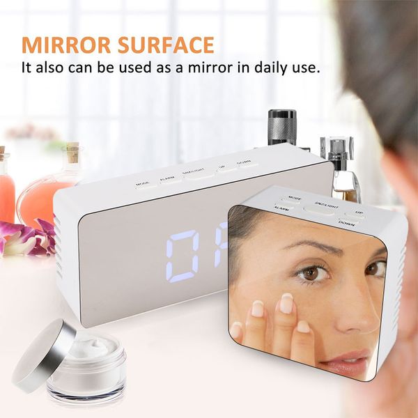

alarm clock mirror surface time automatic timepiece led display multicolo kitchen remind prompt horologe timer home gift