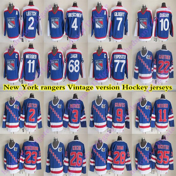 

men's new york rangers ccm vintage jerseys 68 jagr 11 messier 4 greschner 2 leetch 28 domi 7 gilbert 77 esposito hockey jersey, Black;red