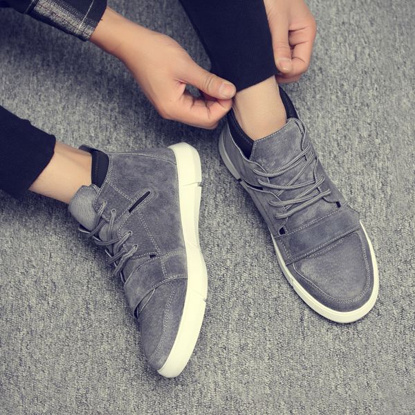 

goodrsson casual leather shoes male winter new plus velvet shoes leather casual lace up keep warm outdoor sports men, Black
