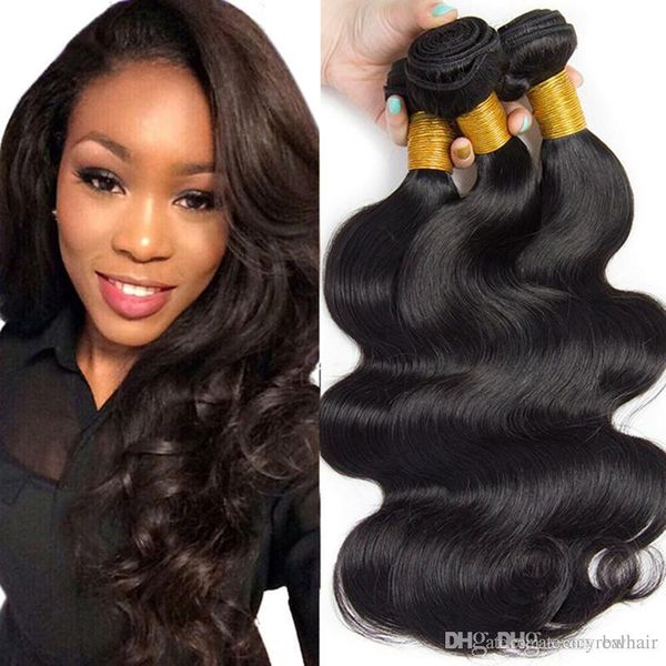 

indian virgin hair 100% human hair weaves 300gr 3pcs lot hair bundles body wave straight for extension, accept drop shipping, Black