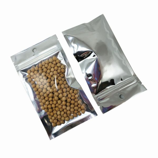 Pacote Prata Folha de alumínio saco Auto Seal Zipper fechamento sacos para embalagem saco de armazenamento de plástico transparente para o partido Snacks biscoitos doces 10 Tamanhos