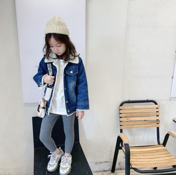 

korea style girls boys denim thicken coat winter fashion baby jacket kids clothes 1-6 years, Blue;gray