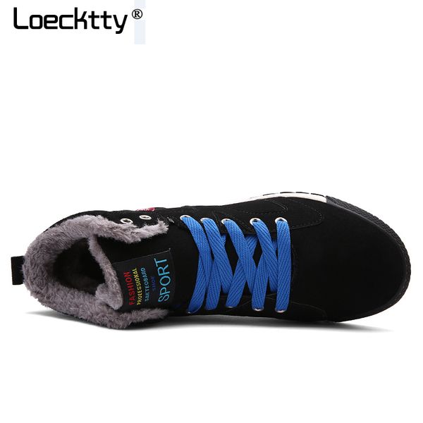 

loecktty super shoes men casual shoes with fur keep warm snow shoes suede outdoor zapatos hombre winter, Black