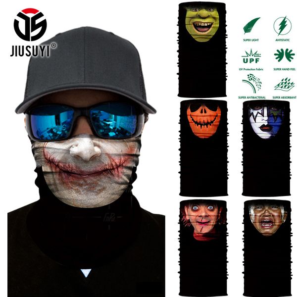 

3d seamless ghost skull magic headband neck warmer tube face mask headwear bandana head scarf halloween for men women summer, Blue;gray